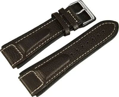 Produktbild von Echtleder-Uhrenarmband, dunkelbraun, weiße Naht, 20 mm - 24 mm