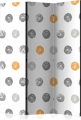 Produktbild von 3-teiliger Einseitiger Vlies Paravent - Round Stamps 135x172 cm Muster f-B-0195-z-b