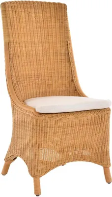 Produktbild von KRINES HOME Hochwertiger Esszimmer-Stuhl Jessi aus Rattan / Korbstuhl mit Polster / Küchenstuhl Rattanstuhl (Honig)