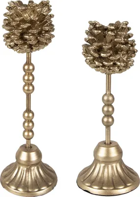 Produktbild von Clayre & Eef Kerzenleuchter 2er Set 22/ 27 cm Goldfarbig Metall