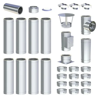 Produktbild von 9 m - DW-ECO 2.0 Edelstahlschornstein Ø 300 mm Komplettset doppelwandig Bodenmontage