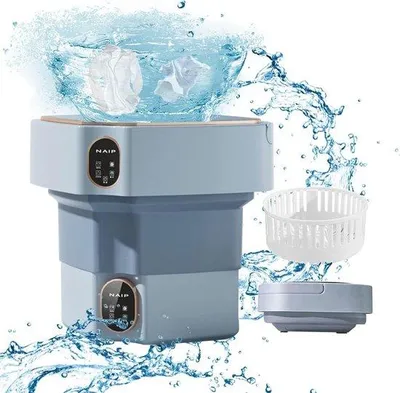 Immagine prodotto di Mini lavatrice portatile con centrifuga - 12 litri, pieghevole e con funzione a ultrasuoni per biancheria intima, calzini e piccoli oggetti - ideale per il campeggio e i viaggi