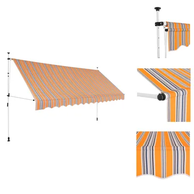 Immagine prodotto di vidaXL Tenda da sole retrattile a comando manuale 400 cm a strisce gialle/blu - Tende da sole