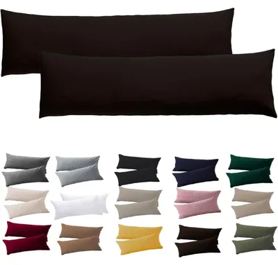 Productafbeelding van Kussensloop voor zijslapers, 40 x 145 cm, set van 2, bruin, microvezel, met rits