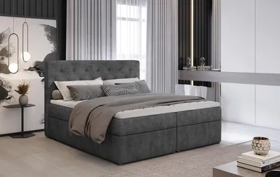 Produktbild von NABBI Gepolstertes Doppelbett mit Stauraum Liborn 160 - dunkelgrau