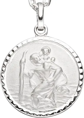 Produktbild von Amulett Anhänger Schutzpatron Christopherus rund 925 Silber teilmattiert Uni