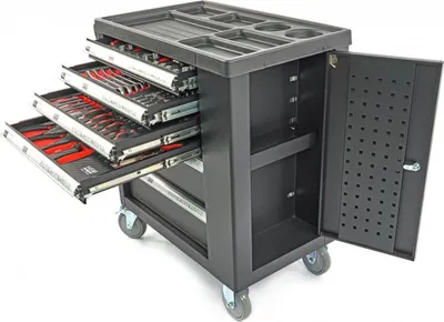Produktbild von HBM Premium Werkzeugwagen mit Tür – 154 Teile