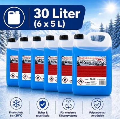 Produktbild von 30 L Scheibenfrostschutz -20°C Scheibenwasser Frostschutz 6 x 5 L Kanister