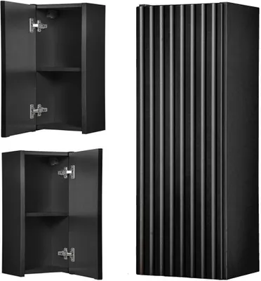 Image de Armoire suspendue 'Skelbolu' avec une porte rainurée 57 x 20 x 19 cm Noir