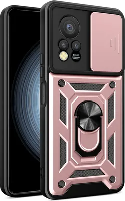 Produktbild von Hülle für Infinix Hot 11s NFC mit Ring Ständer Halter Dia Kameraschutz TPU PC Hybrid Handyhülle Roségold