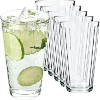 Productafbeelding van Unyqoos® Set van 6 drinkglazen, 360 ml – Longdrinkglazen gemaakt van neutraal calciumglas, loodvrij, vaatwasmachinebestendig, veelzijdig te gebruiken voor water, mojito's en desserts