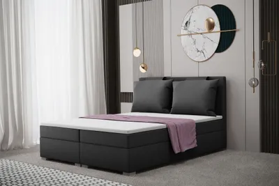 Produktbild von Boxspringbett Schlafzimmerbett MATRO 200x220cm in Stoff Soro Anthrazit