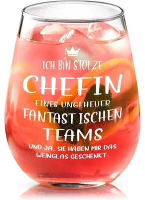 Produktbild von Weinglas 15oz personalisiert "Stolze Chefin" für Team Dankeschön Geschenk