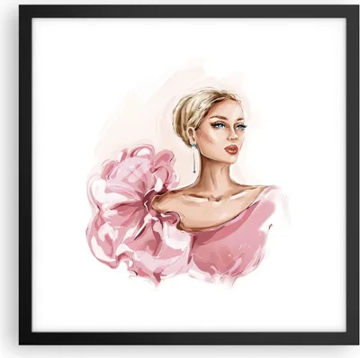 Produktbild von Gerahmtes Poster - Schwarzer Rahmen - Frau Künstlerin Mode - 40x40 cm - Wand Bild - Wanddeko - Wandbilder - Kunstposter - Wandposter - Bilderrahmen - Bilder - Kunstdruck - P2BAC40x40-5092