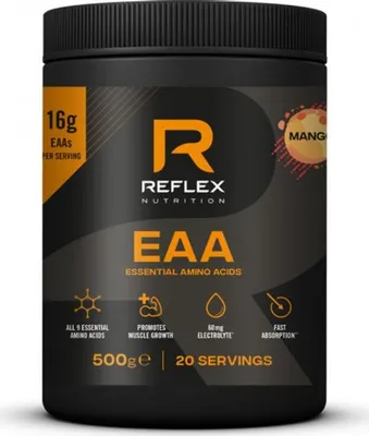 Zdjęcie produktu dla Reflex Nutrition EAA 500 g mango / EAA niezbędne aminokwasy / EAA wzbogacone witaminą B6, piperyną i magnezem