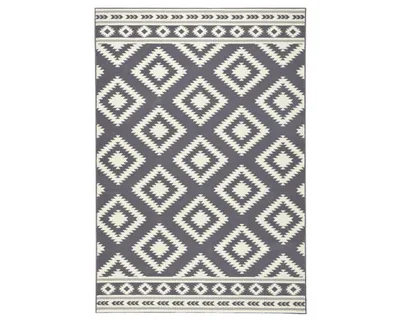 Produktbild von Kurzflor Teppich Ethno Grau Creme, Größe:160x230 cm