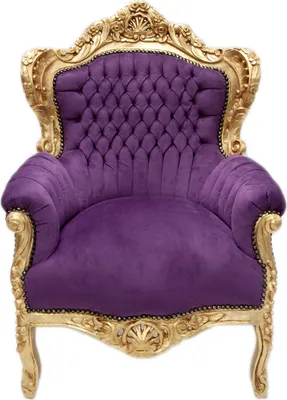Produktbild von Barocksessel Barock Sessel Barockstuhl Armlehne Lila Gold Stoff Esszimmer Wohnzimmer Büro Flur Schminkstuhl Klassisch Barock Stuhl Premium Luxus