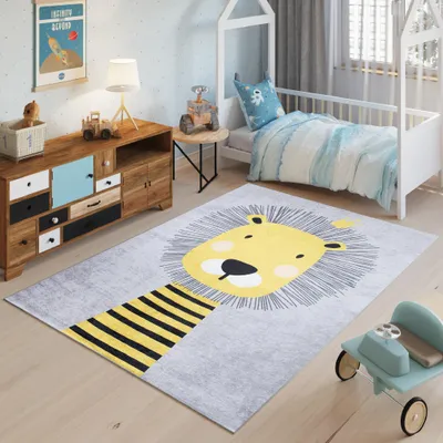 Produktbild von Tapiso Teppich EMMA Modern Kinderzimmer Grau Gelb Schlafzimmer 80 x 150 cm
