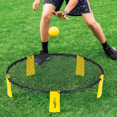 Immagine prodotto di MAXXMEE, set per mini-pallavolo,  Ball, Roundnet | Include 3 palline, borsa da trasporto e pompa ad aria | Giocabile in qualsiasi momento e ovunque, sia al chiuso che all'aperto | Facile e veloce da montare [giallo/nero]
