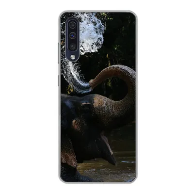 Produktbild von MuchoWow® Handyhülle Schutzhülle Hülle für Samsung Galaxy A30s Elefant - Wasser - Rüssel - Tiere - Natur Silikon Softcase Handy Hülle - Karteninhaber
