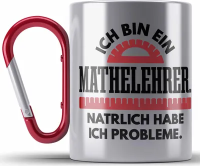 Produktbild von Trendation - Mathelehrer Edelstahl Tasse Karabiner Mathematiker Edelstahl Tasse Karabinern mit Spruch Lustig Karabiner Edelstahl Tasse Karabiner Edelstahl Geschenk Mathe Lehrer Sprüche (Rot)
