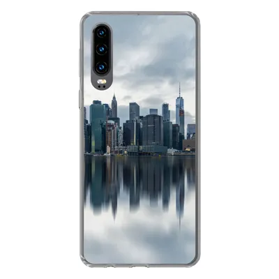 Produktbild von MuchoWow® Handyhülle Schutzhülle Hülle für Huawei P30 New York - Skyline - Spiegelung Silikon Softcase Handy Hülle - Kartenbesitzer