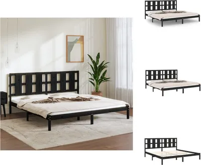 Obrázek produktu pro vidaXL Postel z masivu černá borovice 200x200 cm - Postele a rámy postelí
