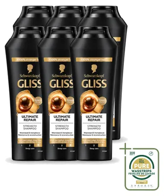 Productafbeelding van 6 x Gliss Ultimate Repair Shampoo - voor intensieve haarreparatie - 250 ml - Voordeelverpakking - 6 stuks