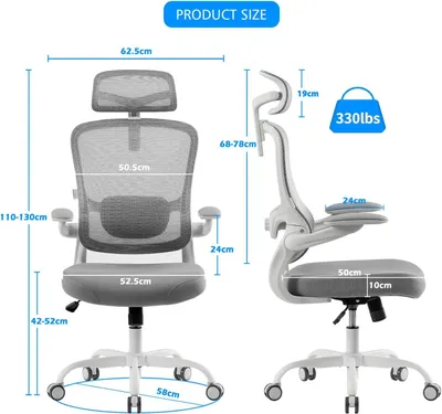 Obrázek produktu pro Ergonomická kancelářská židle - Kancelářská židle s bederní opěrkou - Počítačová židle - Pracovní židle - Židle pro práci z domova
