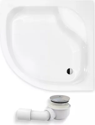 Zdjęcie produktu dla Brodzik Prysznicowy Półokrągły 90x90x38,5 Akrylowy, Gładki | w zestawie - Syfon, odpływ ⌀50 mm + nogi (stelaż) | BADLAND DIPER I
