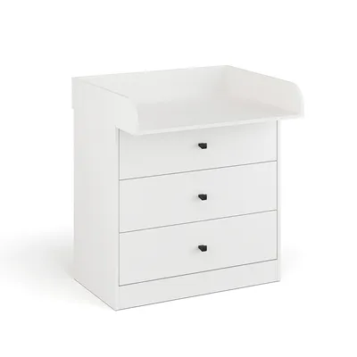 Produktbild von KOMTO Lulliblox M3 Wickelkommode mit Schubladen - Babykommode mit Wickelauflage, Wickeltisch, Wickelschrank mit abnehmbarem Wickelset, Weiß