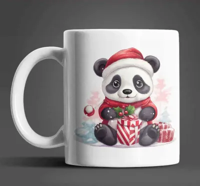 Produktbild von Süßer Weihnachten Panda Kaffeetasse Teetasse Tasse Geschenkidee Geschenk 330 ml