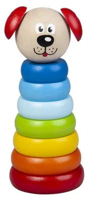Zdjęcie produktu dla Piramida z drewnianych figurek psów, 8 sztuk, 15 cm, w pudełku 1+