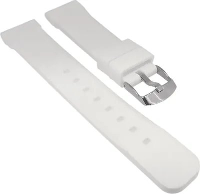 Produktbild von Minott Uhrenarmband Silikon weiß glatt weich Breitdornschließe silbern, Stegbreite:18mm, Schließe:Silbern