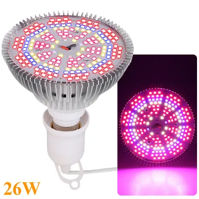 Zdjęcie produktu dla 26W 200 LED lampa roślinna pełne spektrum E27 dla roślin domowych, Grow Light z lampami UV IR dla roślin szklarniowych kwiaty warzywa sadzonki