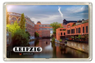 Produktbild von Blechschild Städte Leipzig Plagwitz Fluss Gebäude 30x20cm