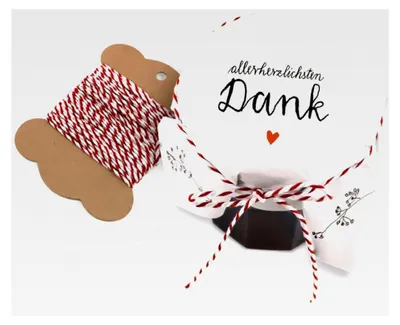 Produktbild von 25 Marmeladendeckchen - Herzlichen Dank - Gläserdeckchen Weiß mit Blumen für Marmelade, Marmeladengläser & Einmachgläser, Recyclingpapier Abreißblock + 10 m Garn + Justiergummi