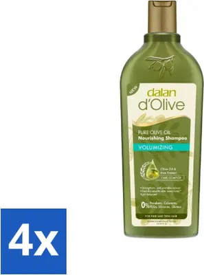 Image de Dalan d'Olive - Shampooing - Extra Volume - Pour cheveux fins et clairsemés - Nourrissant - 400 ml - Pack avantage - 4 pièces