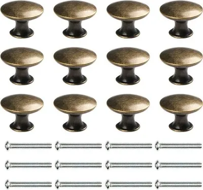 Produktbild von 12 Stück Vintage-Küchenschrankgriffe aus Bronze, 30 mm Türknöpfe für Küchenschränke