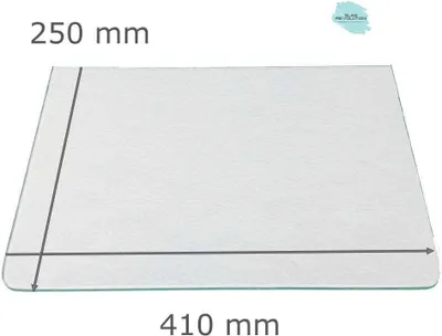 Produktbild von Kühlschrank Einlegeboden - Strukturglas Kathedral 4 mm - 2 abgerundete Ecken - 410 mm x 250 mm - (89,96 EUR / qm - Mindestbfl. 0,25 qm - Kantenb. 5,35 EUR / lfm - Eckenb. 1,00 EUR / Stck)