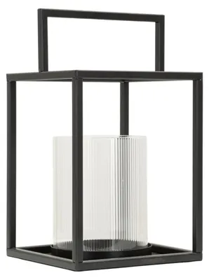 Produktbild von Laterne Simply aus schwarzem Metall und gehärtetem Glas