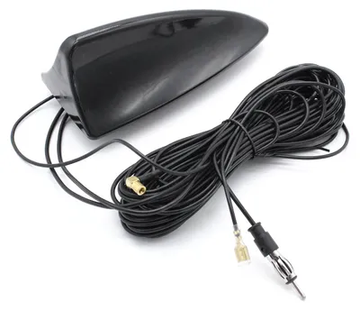 Image de Antenne de voiture universelle, antenne de toit en aileron de requin, type DAB + AM/FM, prise SMB active, connecteur DIN, 5 m, noir