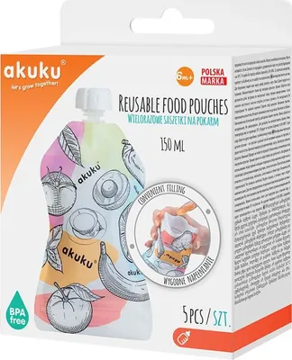 Produktbild von Akuku Quetschbeutel Wiederverwendbar 150ml BPA-frei Spülmaschinenfest