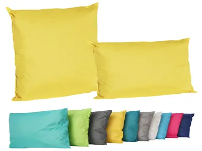 Produktbild von 2er Set Outdoor Lounge Kissen Set 45x45cm + 30x50cm Dekokissen Inkl. Füllung Wasserfest Sitzkissen Garten Lotus Effekt, Farbe:Gelb