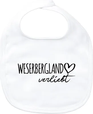 Produktbild von Huuraa Baby Lätzchen Weserbergland verliebt White Klettverschluss  Baumwolle Latz Geschenkidee