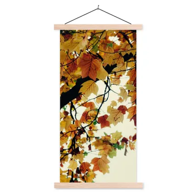 Produktbild von MuchoWow® Textilposter Bäume - Herbstblätter - Natur 60x120 cm mit holzfarbenen Rahmen - Holz