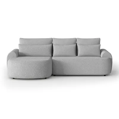 Produktbild von Ecksofa OLIVIO L-Form mit Schlaffunktion, Bouclé Hellgrau, Ottomane links