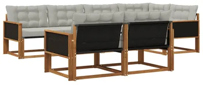 Produktbild von vidaXL Outdoor-Sofagarnitur mit Kissen 7 pcs Natürlich und Hellgrau