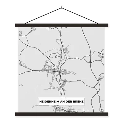 Produktbild von MuchoWow® Textilposter Deutschland - Karte - Stadtplan - Heidenheim An Der Brenz - Karte 40x40 cm mit schwarzem Rahmen - Fotos