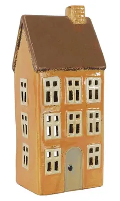 Produktbild von LS-LebenStil Teelichthaus Lichterhaus Nyhavn 24cm Beige Keramik Fachwerkhaus Teelichthalter Windlicht Kerzenständer Wohnzimmer, Fensterbank